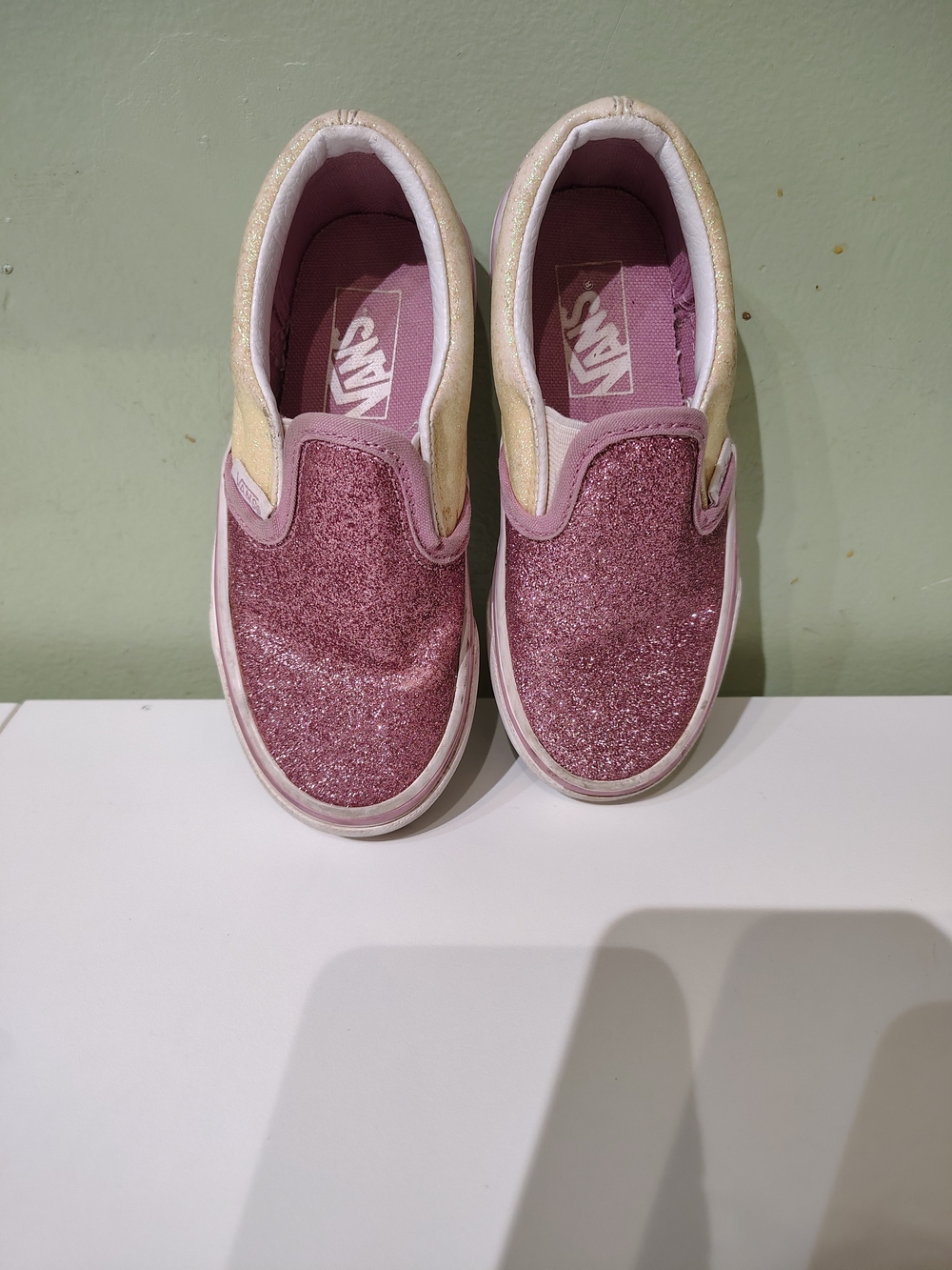 Vans Kids Glitter Slip-On Sneakers - Pink & Creamy Yellow Accents